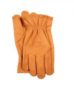 Premium cow grain gloves, tan puncture resistant, natural colour. Size L